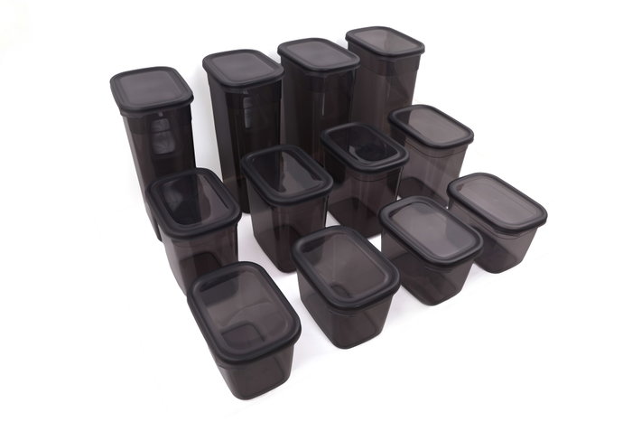 Hermia Set de Cajas de Almacenaje de 12 Piezas, Antracita